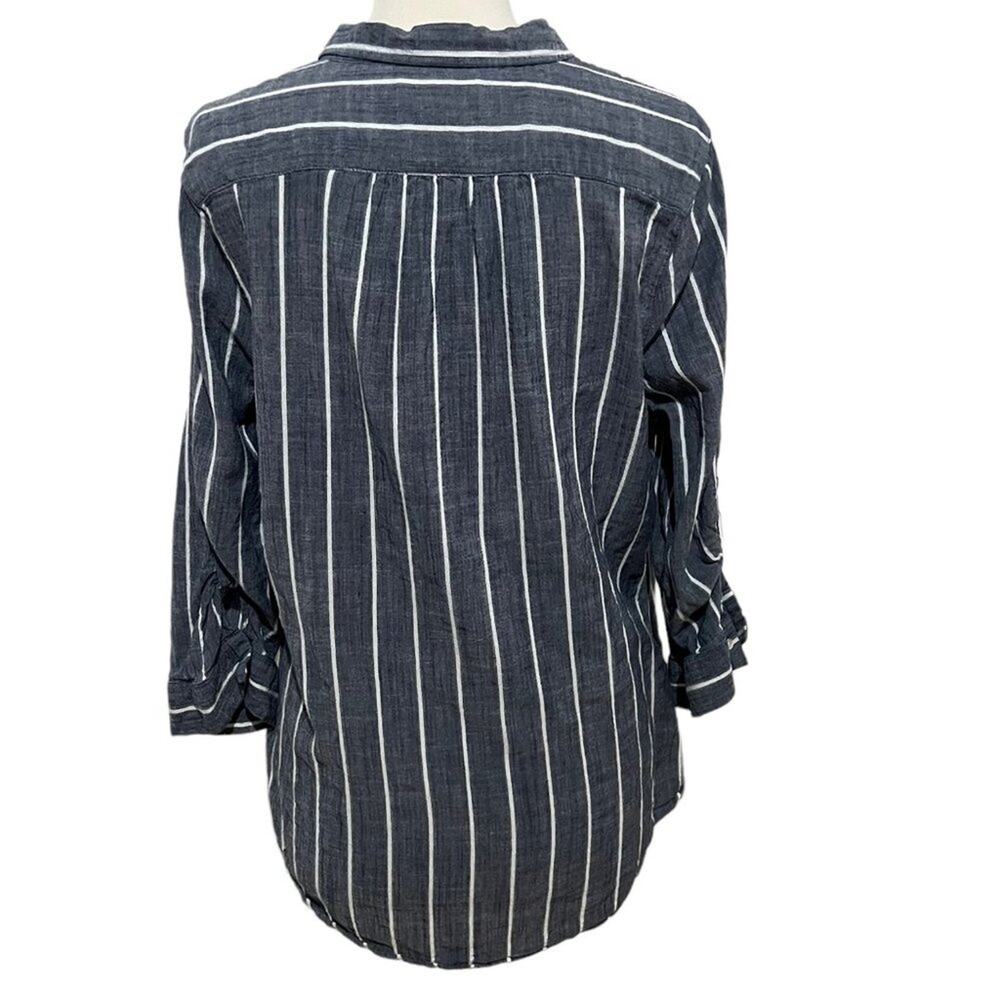KIM ROGERS Striped Button Up Top - Picture 3 of 8